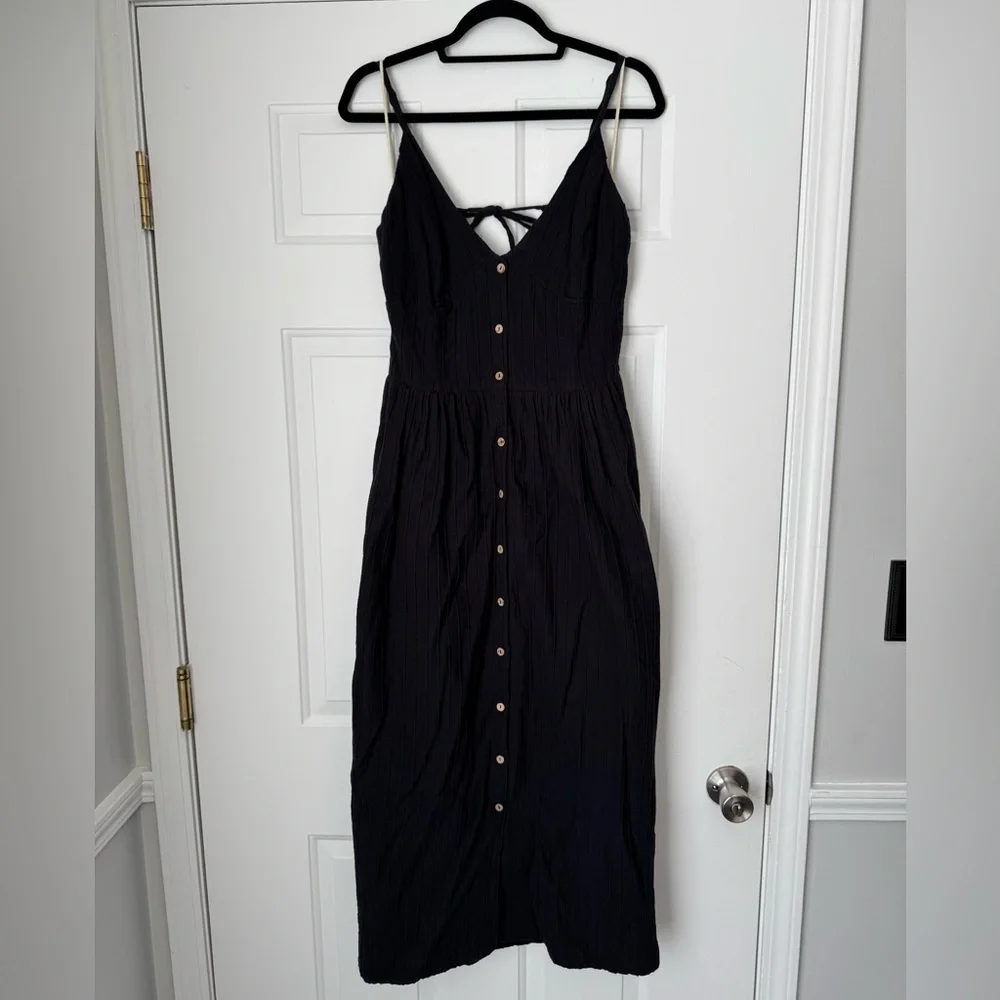 Free People Black Button-Front Maxi Dress